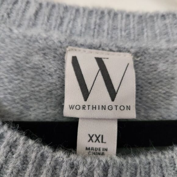 Worthington Womens Striped Sweater Gray & White Long Sleeve Size XXL - Picture 5 of 6